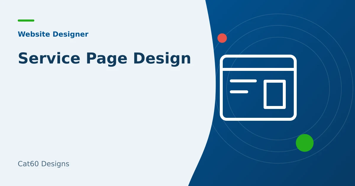 A service page wireframe showing offer details, customer questions, and contact links.